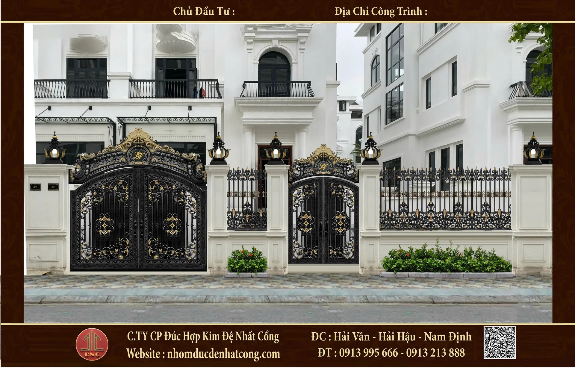 Cổng nhôm đúc màu đen sang trọng